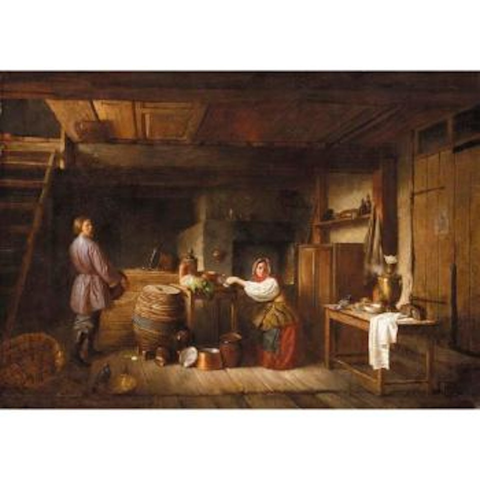 Peasant interior by Russian School
