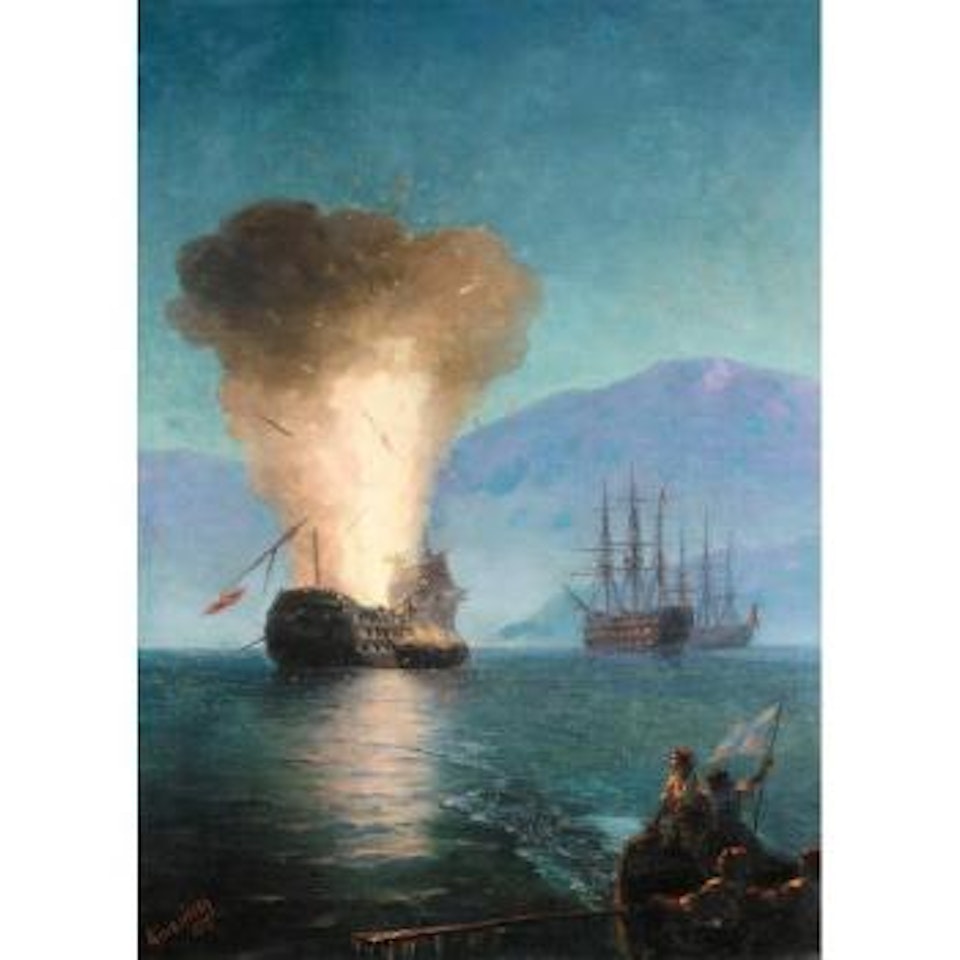 Firing of the Turkish fleet by Kanaris in 1822 by Ivan Konstantinovich Aivazovsky