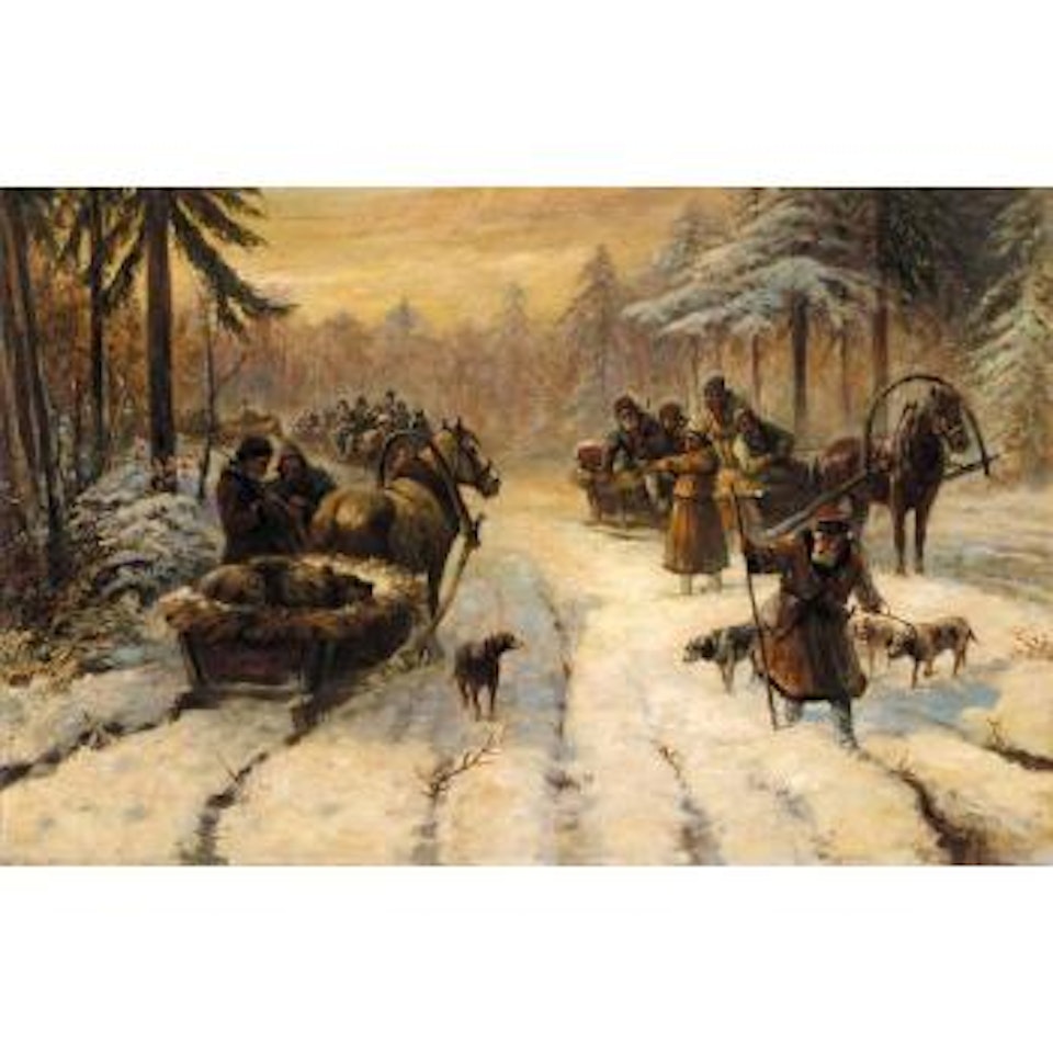 Bear hunt by Russian School