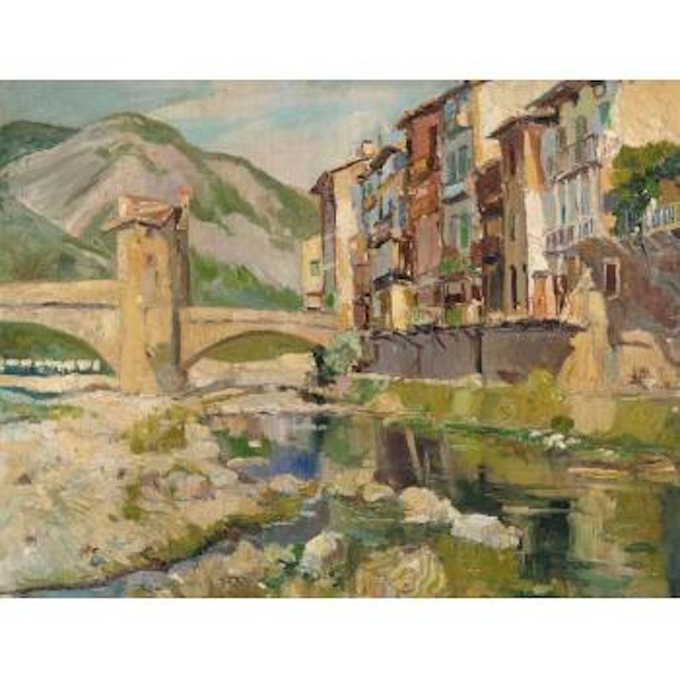 Provincial riverside view by Georgij Aleksandrovic Lapschin