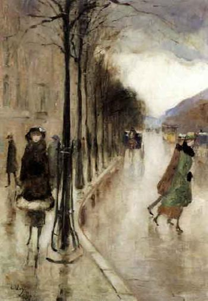 Walking in the rain by Lesser Ury