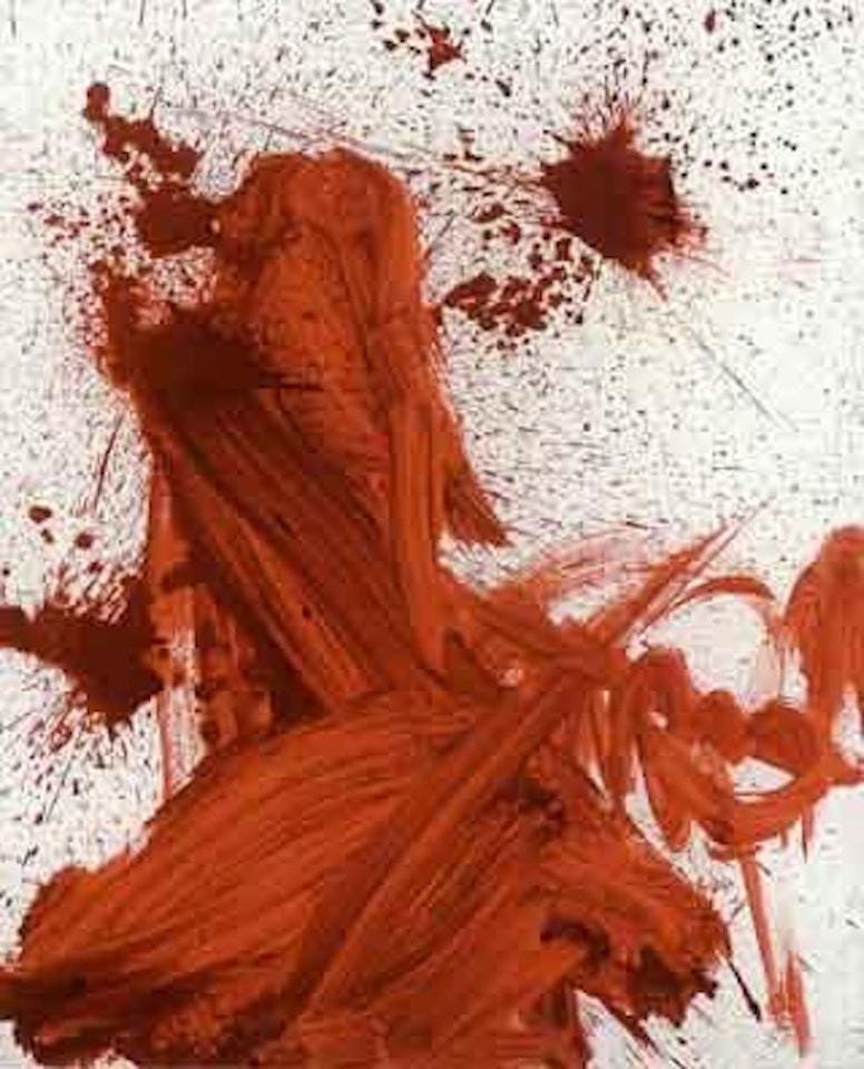 Red Chinese calligraphy by Walasse Ting