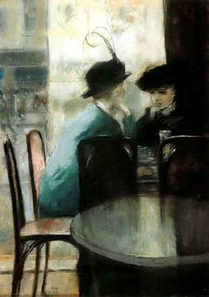 In the cafe by Lesser Ury