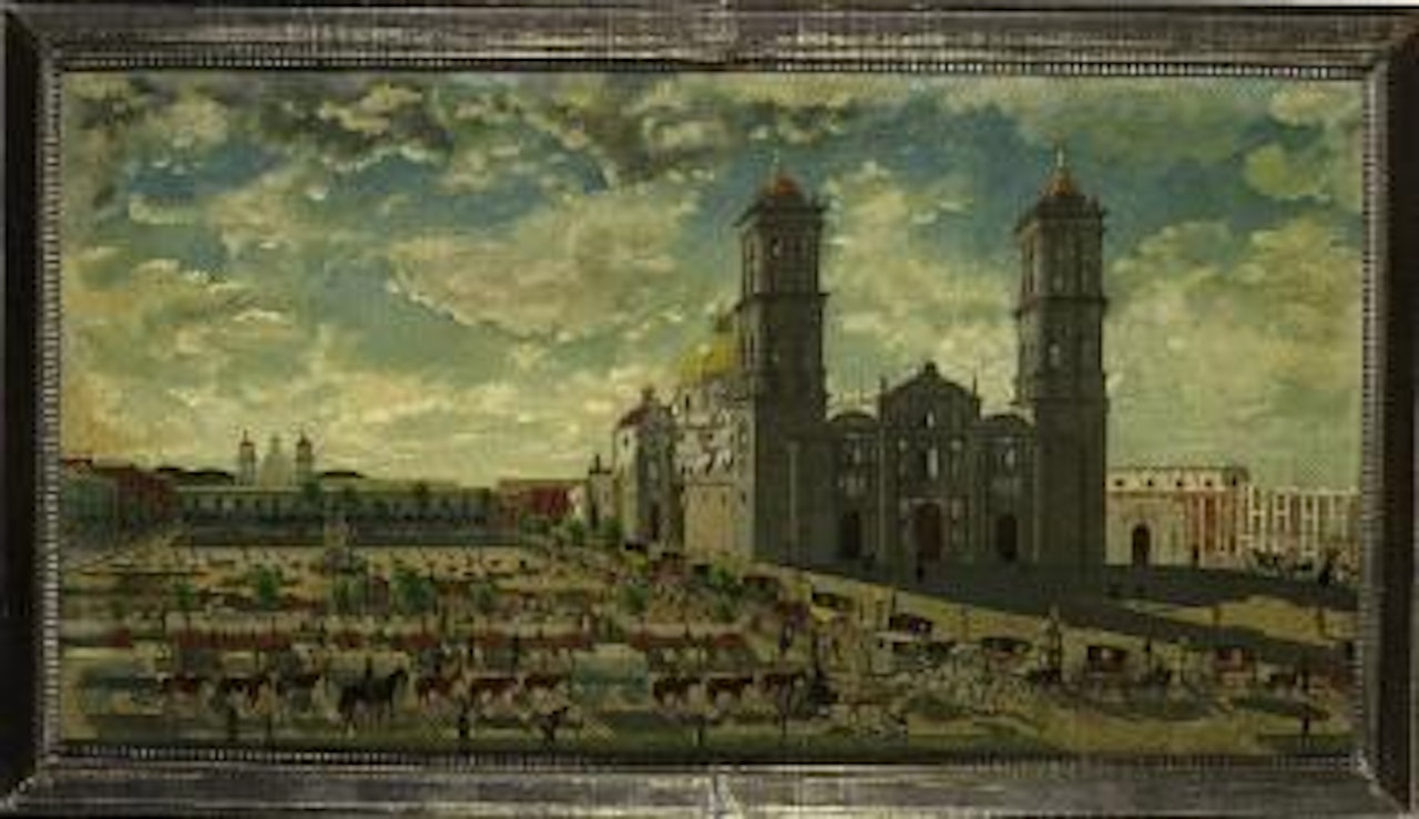 Puebla cathedral by Mexican School