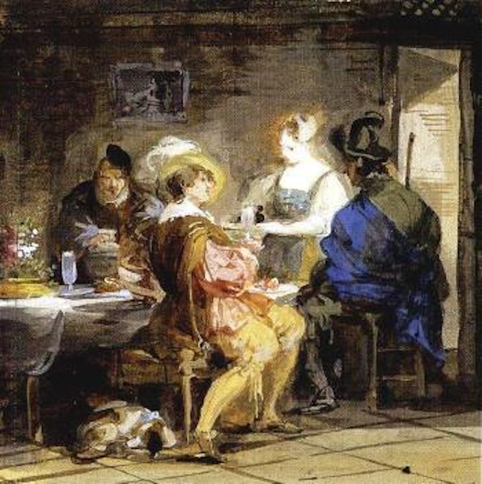 Inn interior. Peasants and gentleman by Giuseppe Bernardino Bison