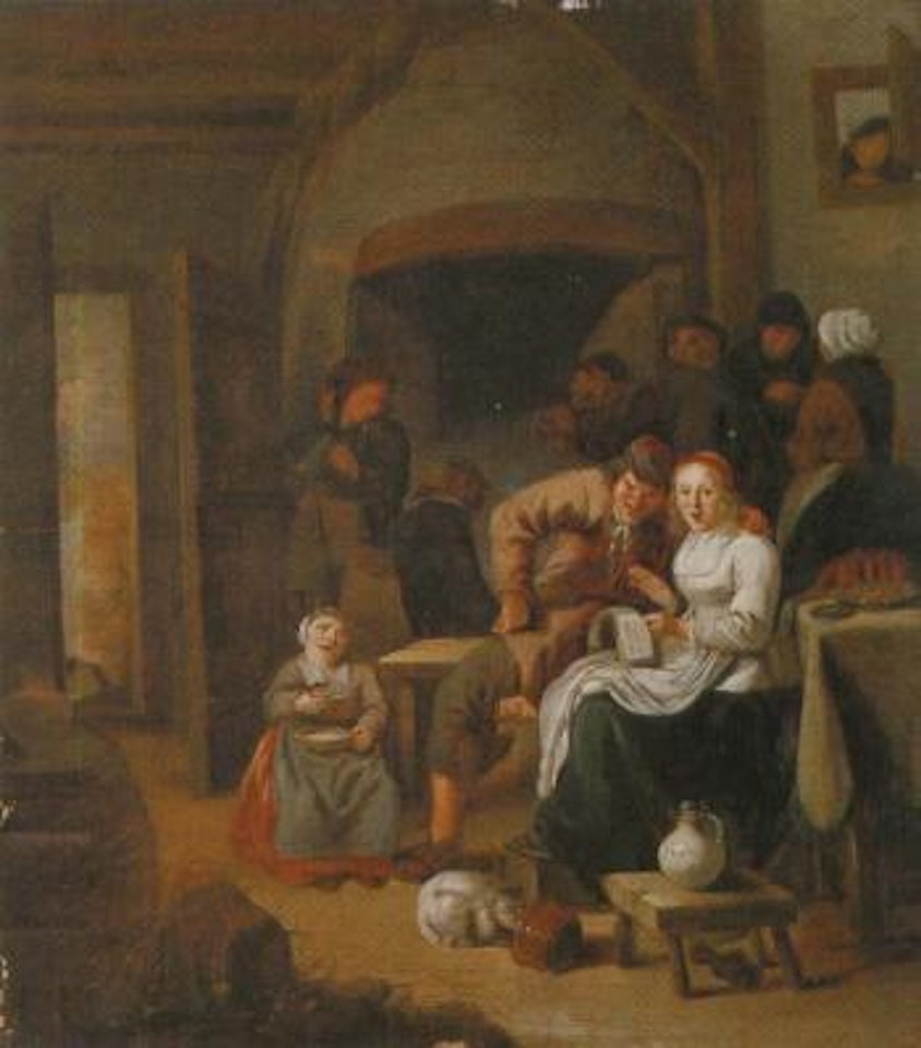 Peasants singing and making merry in an inn by Jan Miense Molenaer