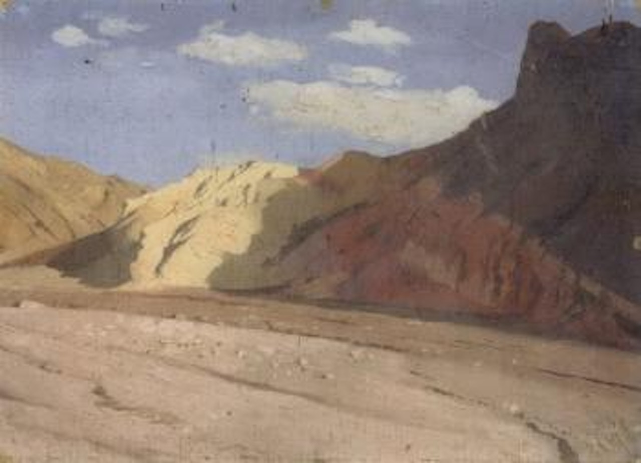 Les montagnes au bord d'un wadi by Jean Léon Gérome