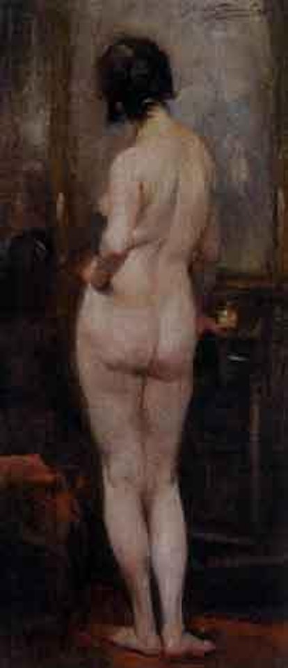 Nude in the artist's studio by Jean Gouweloos