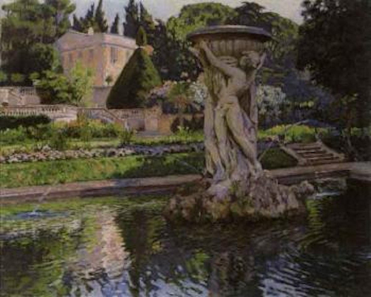 La Madrague, jardin avec villa et fontaine by Theo van Rysselberghe