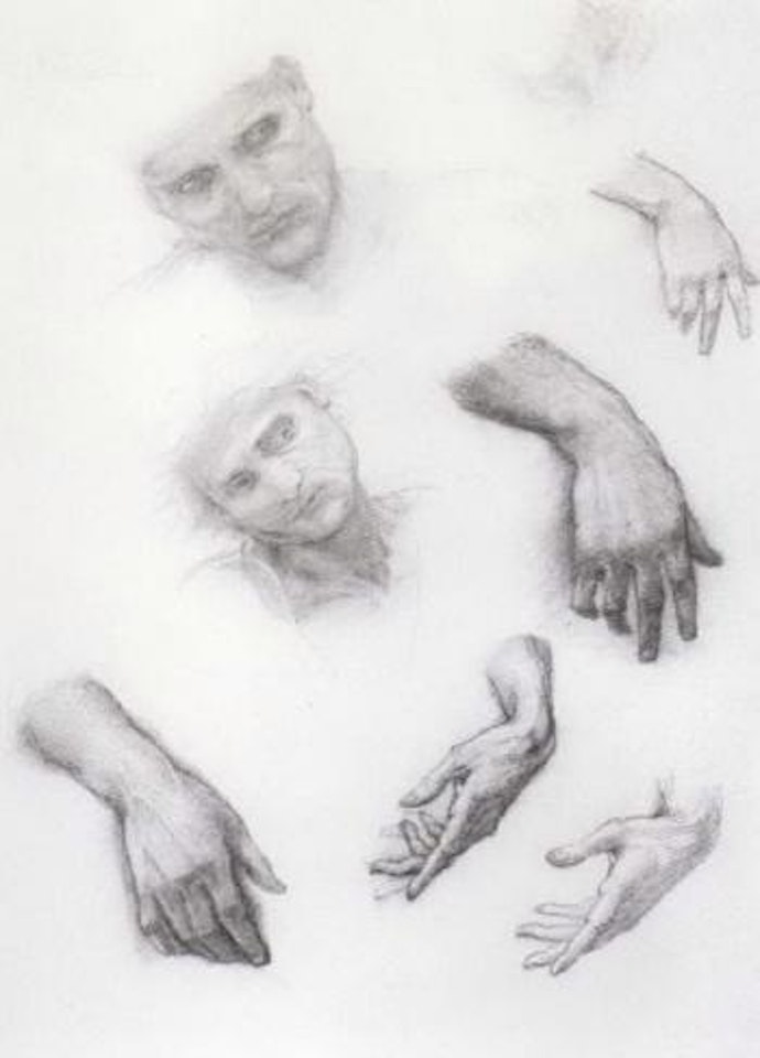 Studies for the figure of Merlin - The beguiling of Merlin by Edward Coley Burne-Jones