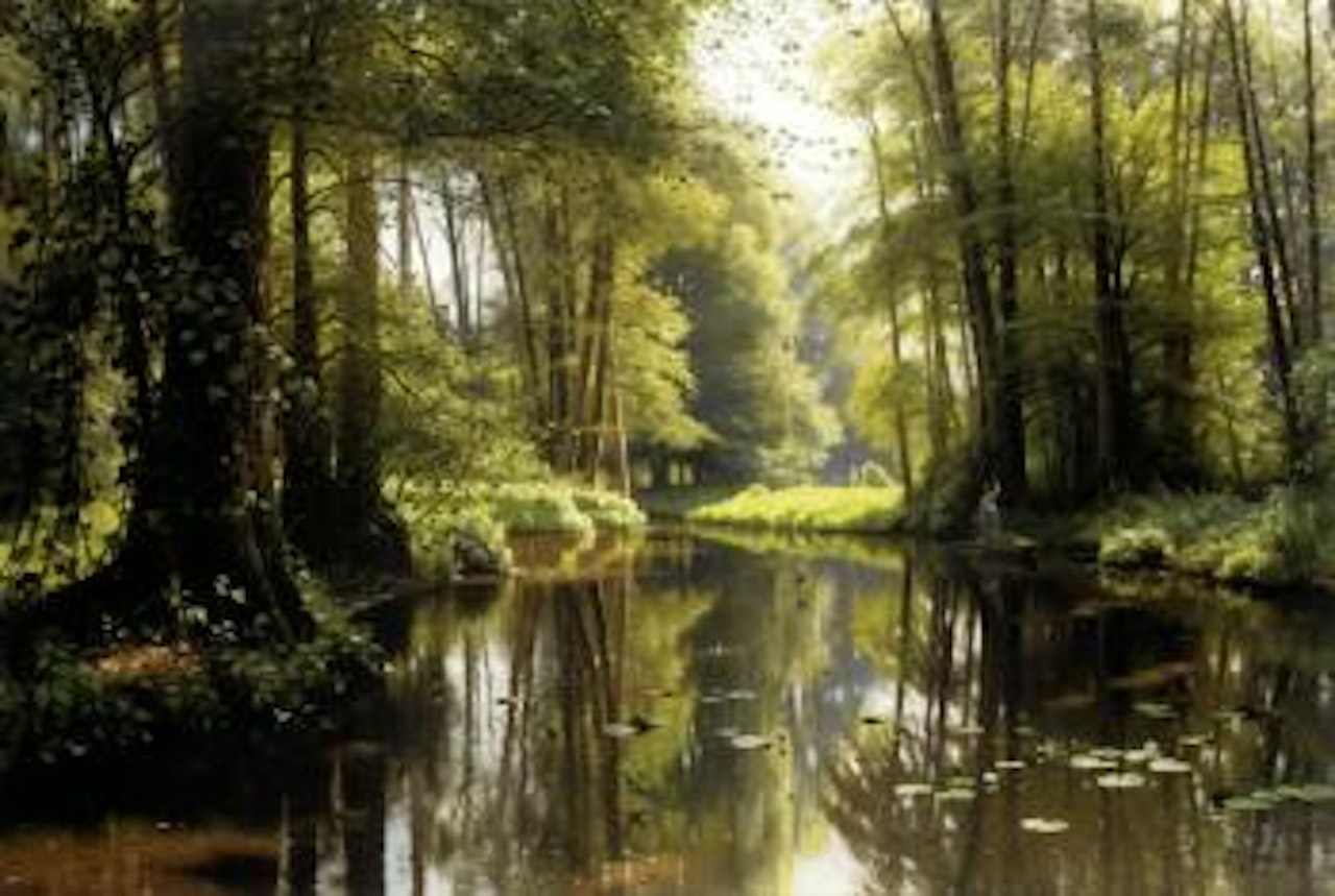 Stream in the woods by Peder Mork Monsted