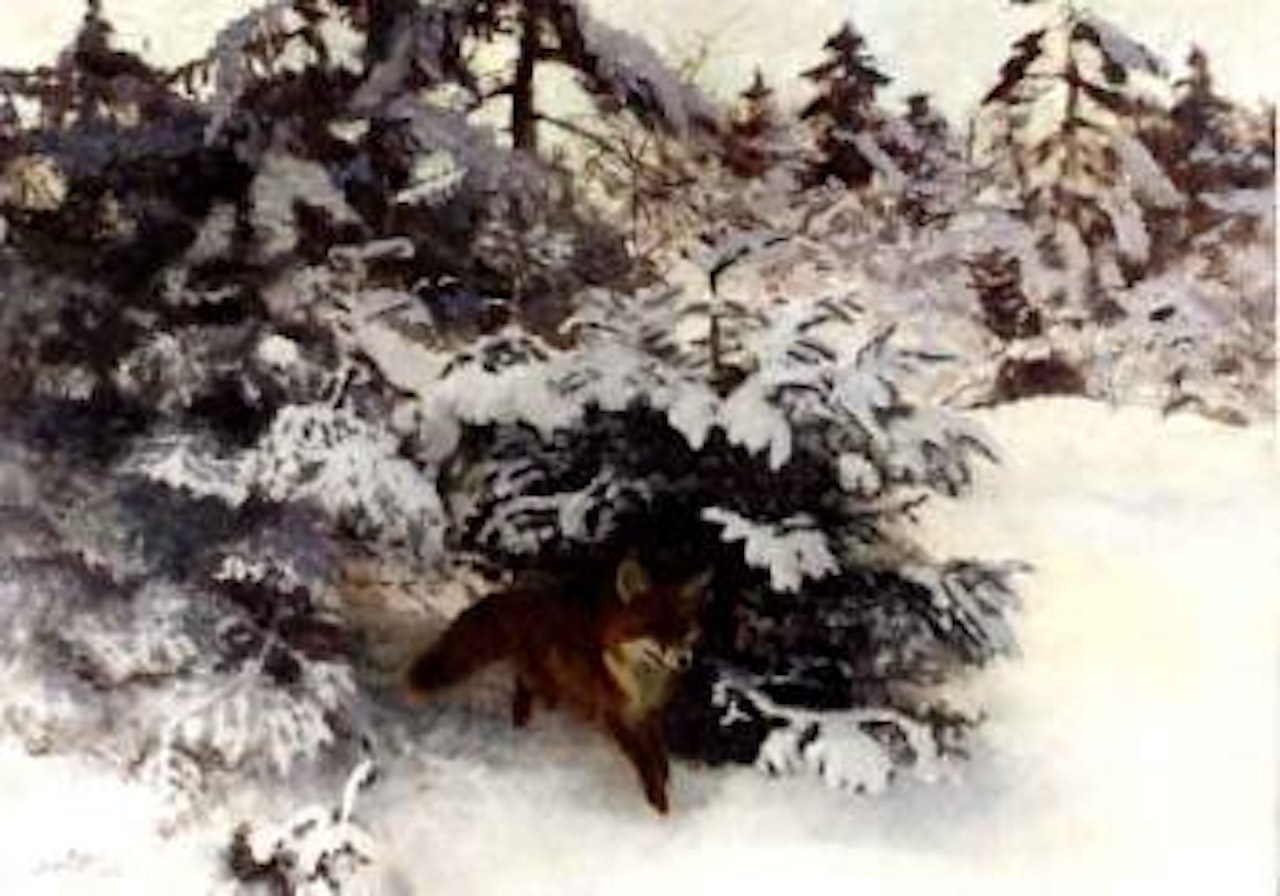 Winter landscape with fox by Bruno Liljefors