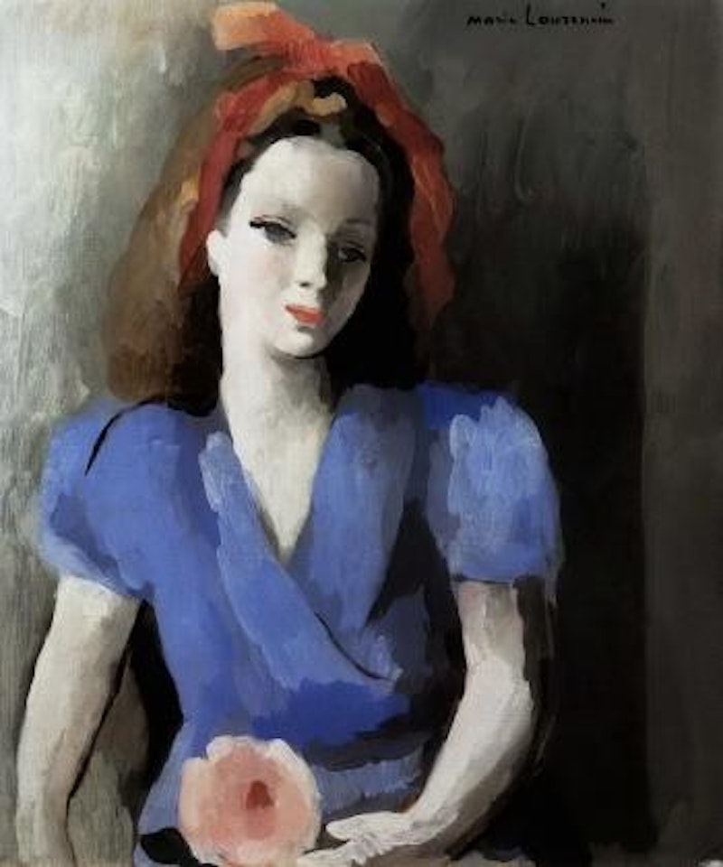 Jeune fille aux cheveux noues d'un ruban rouge by Marie Laurencin