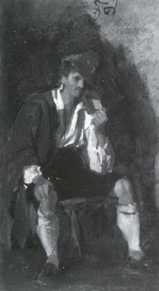 Portrait of a man smoking a pipe by Franz von Defregger