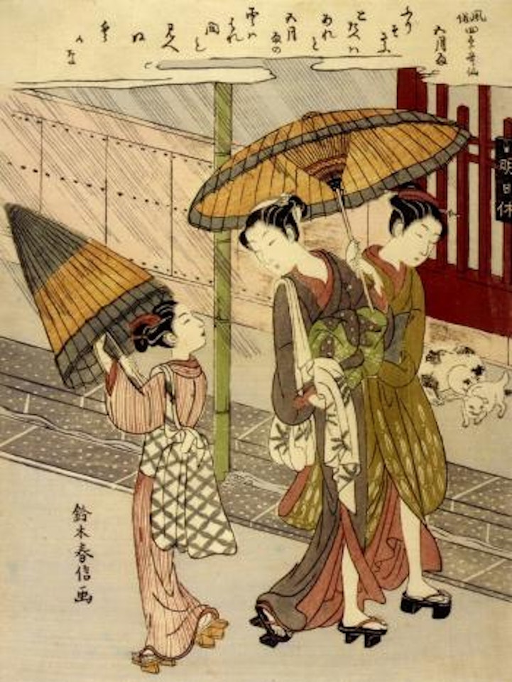 Rain in May from the series Fuzoku Shiki Kasen by Suzuki Harunobu
