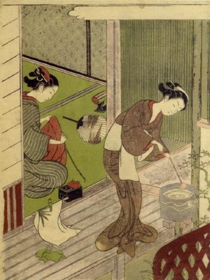 Returning sails of the towel rack by Suzuki Harunobu