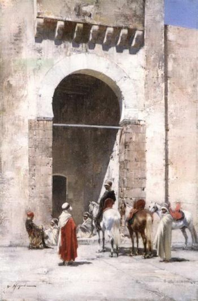 Cavaliers devant la grande porte by Victor Pierre Huguet