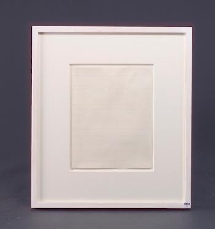 Four colour line drawing with progressively wider spaces between by Sol LeWitt