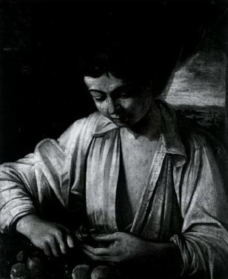 Boy cutting fruit by Annibale Carracci