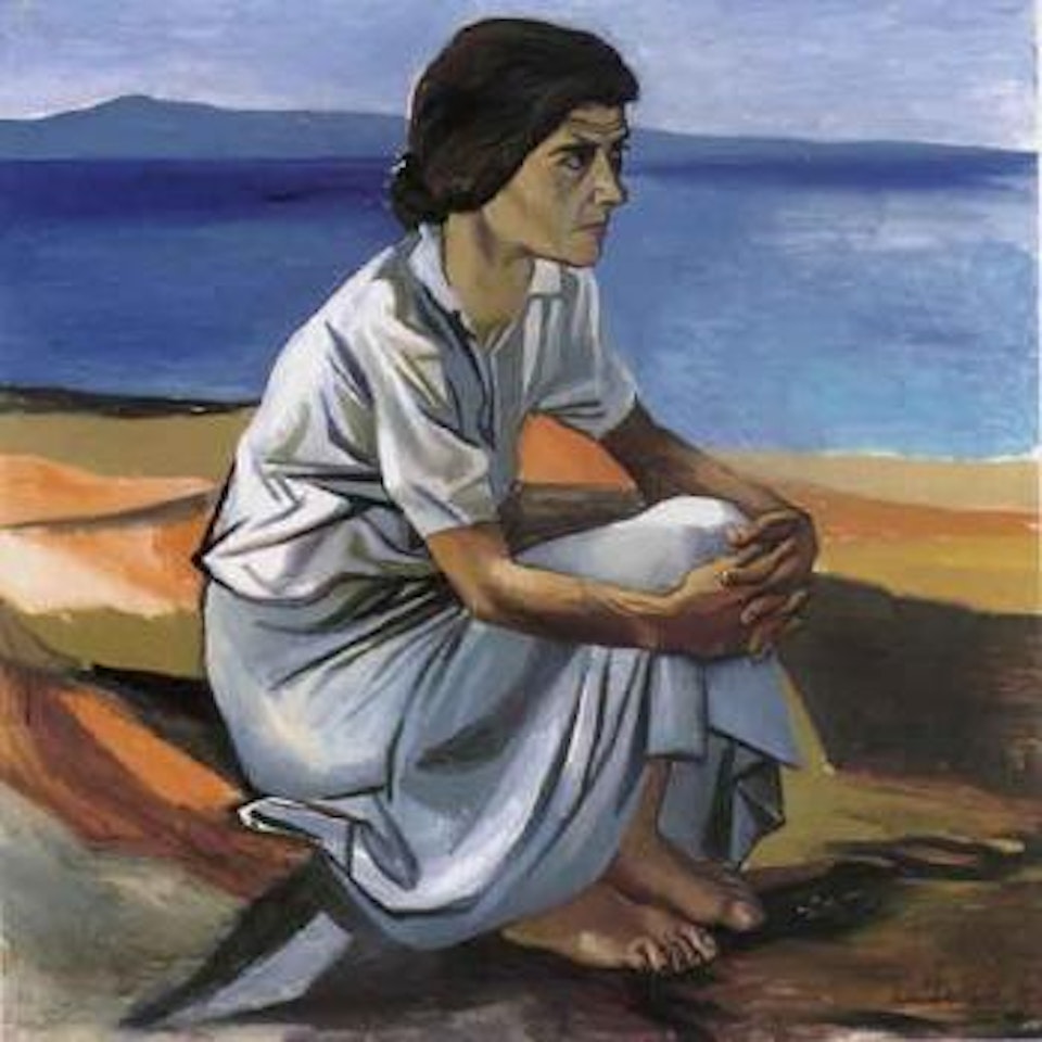Woman sitting by the sea by Renato Guttuso