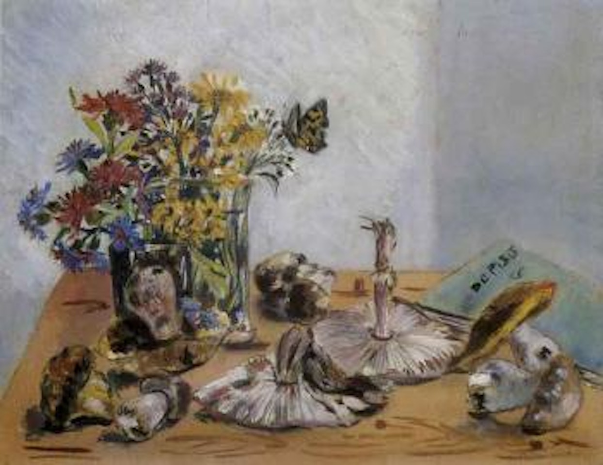 Still life of flowers and mushrooms by Filippo de Pisis