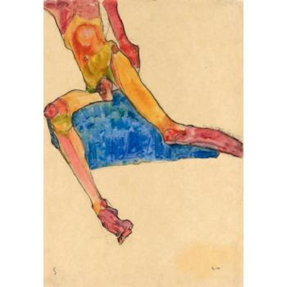 Seated man by Egon Schiele