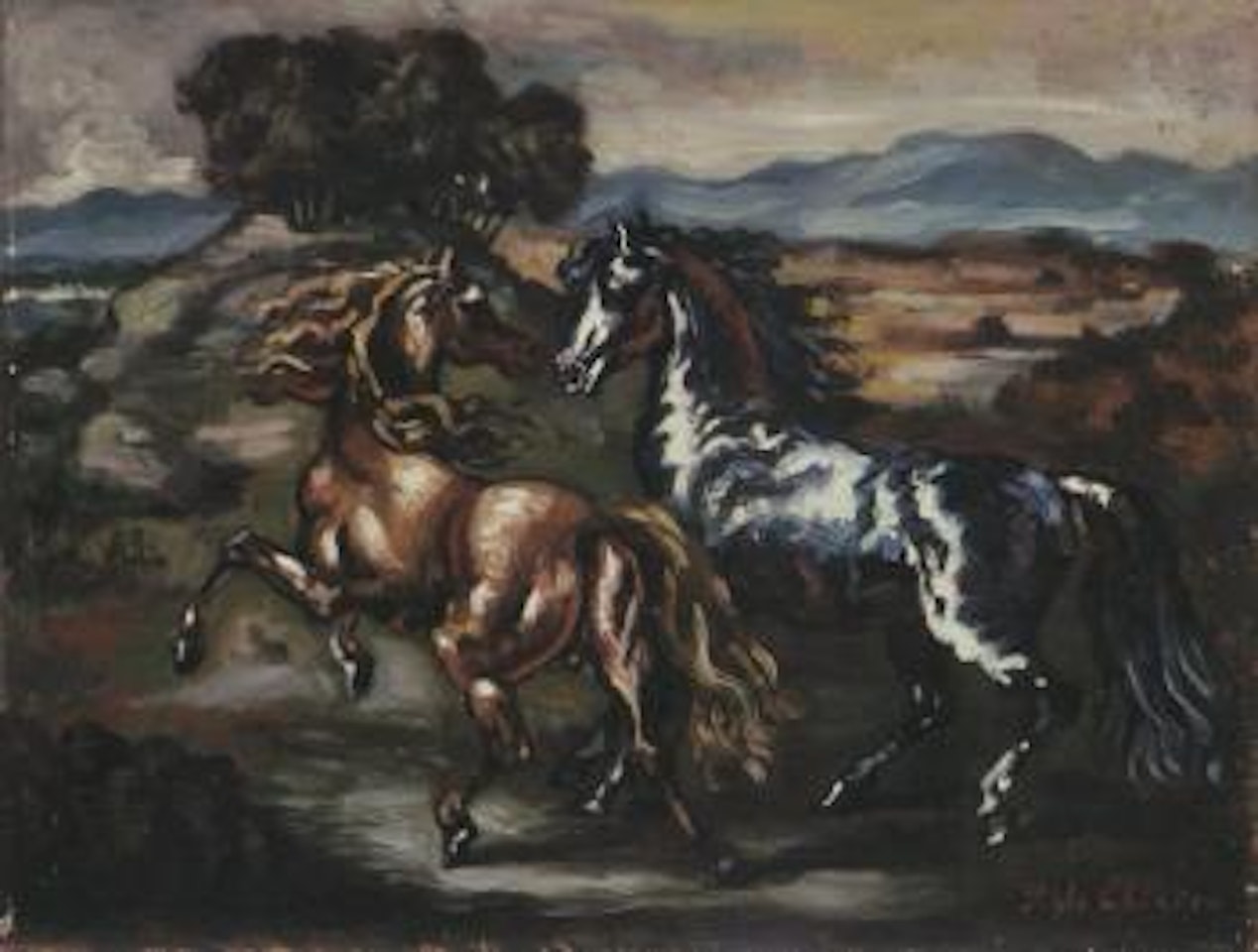 Unquiet horses by Giorgio de Chirico