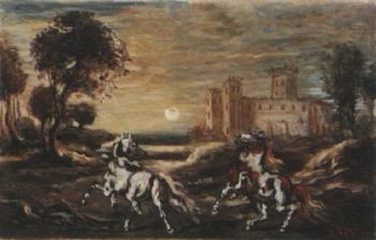 Horse by a castle by Giorgio de Chirico