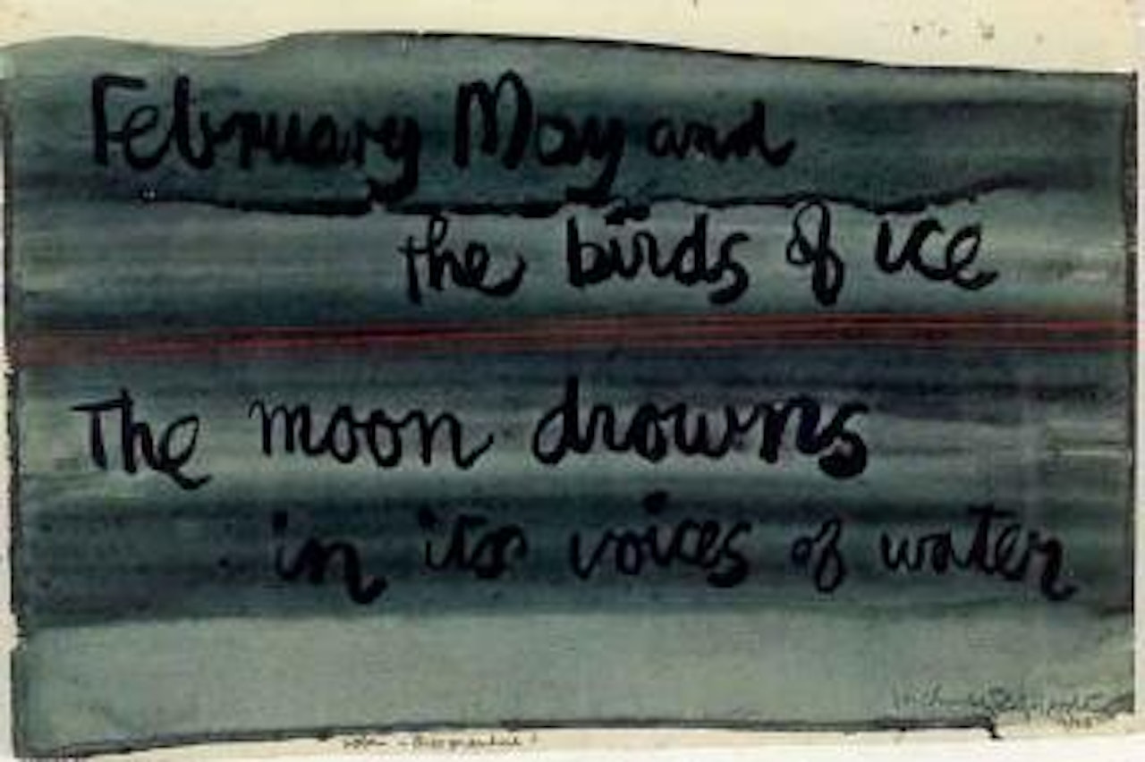 February May and the birds of ice, the moon drowns in its voices of water by Ralph Hotere