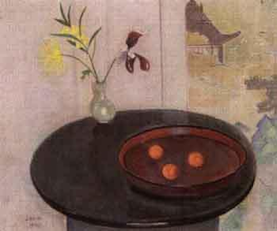 Still life of mimosa and dish by Einar Jolin