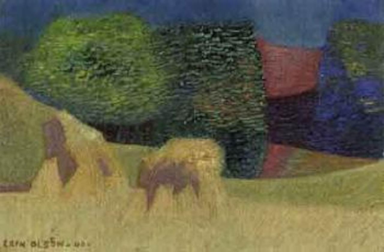 Summer landscape with hay drying by Erik Olson