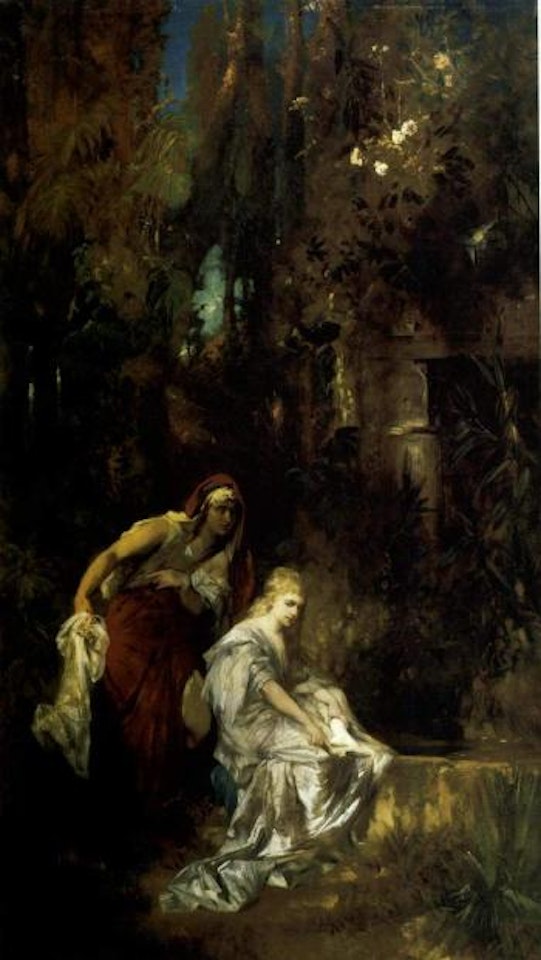 Snow White receives the poisoned comb by Hans Makart