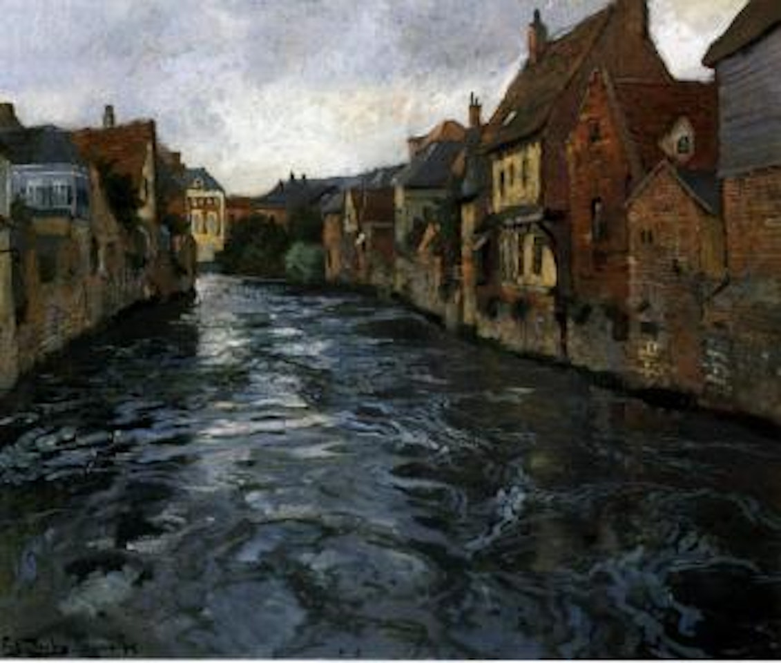 Bord de riviere, vue d'Abbeville by Fritz Thaulow