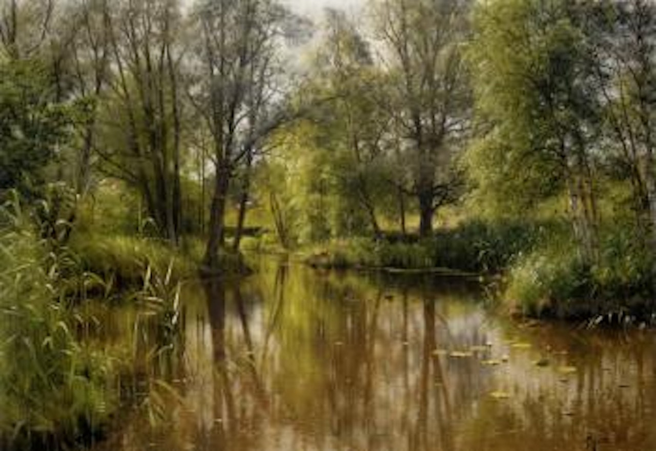 River landscape in spring by Peder Mork Monsted