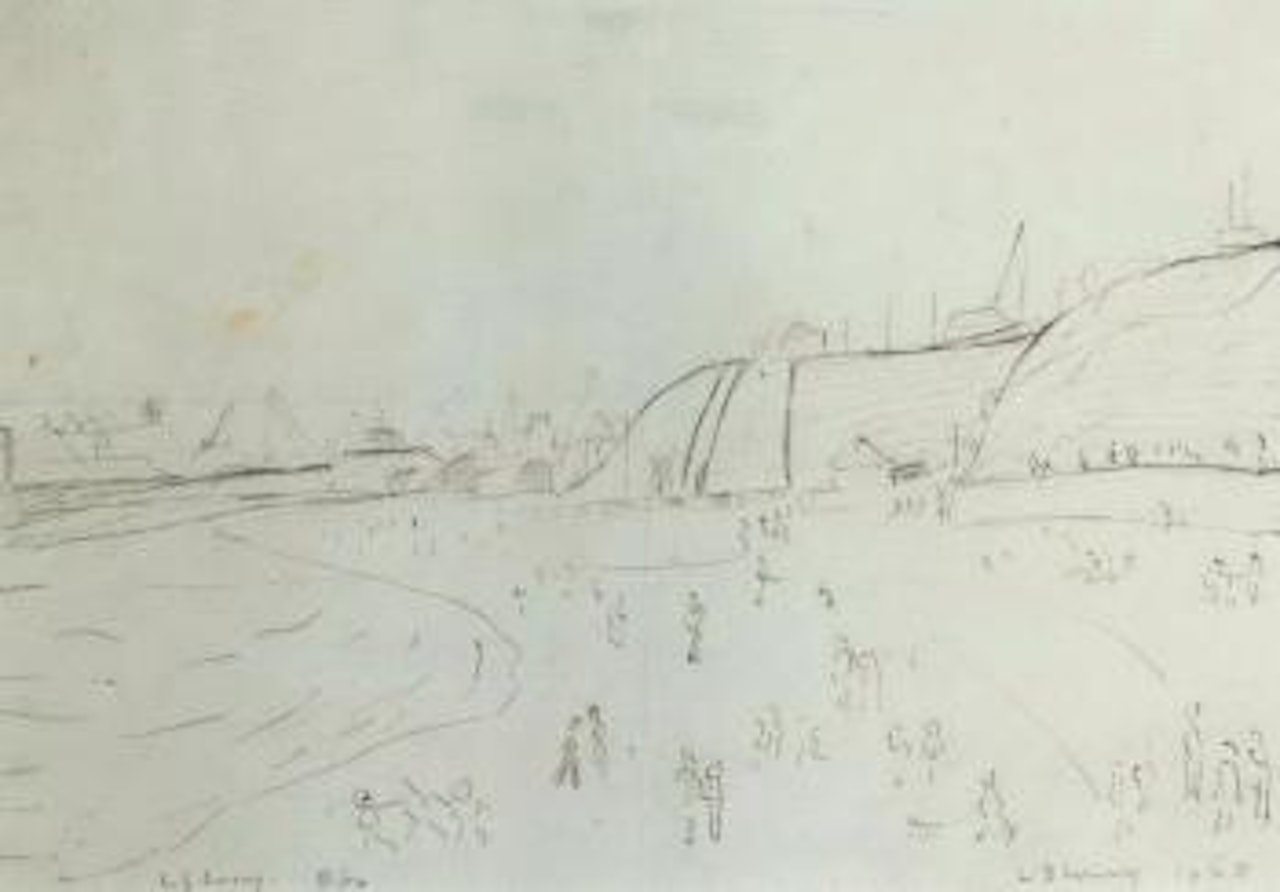 Figures on a beach by Laurence Stephen Lowry
