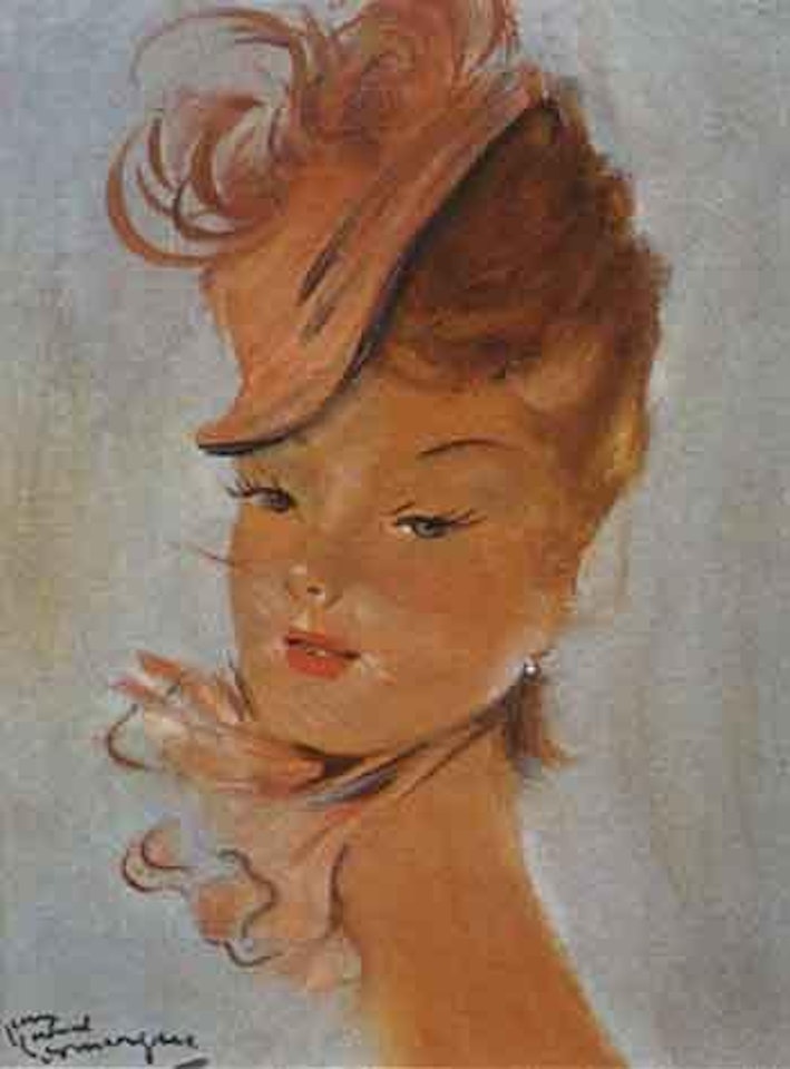 Portrait de jeune fille au foulard orange et au bibi by Jean Gabriel Domergue