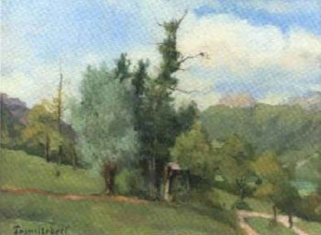 Paysage avec arbres a la riviere by Paul Désiré Trouillebert