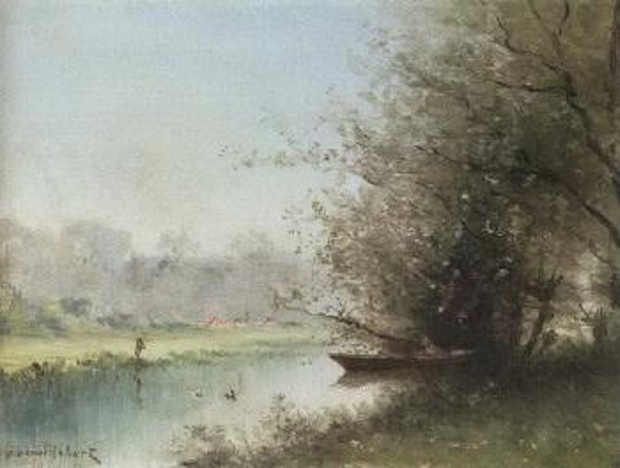 River landscape in summer by Paul Désiré Trouillebert
