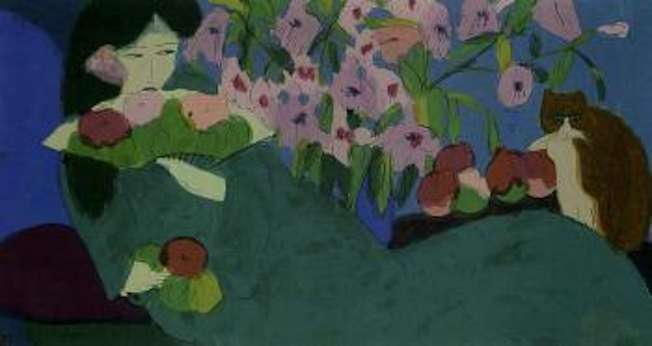 Geisha with cat by Walasse Ting