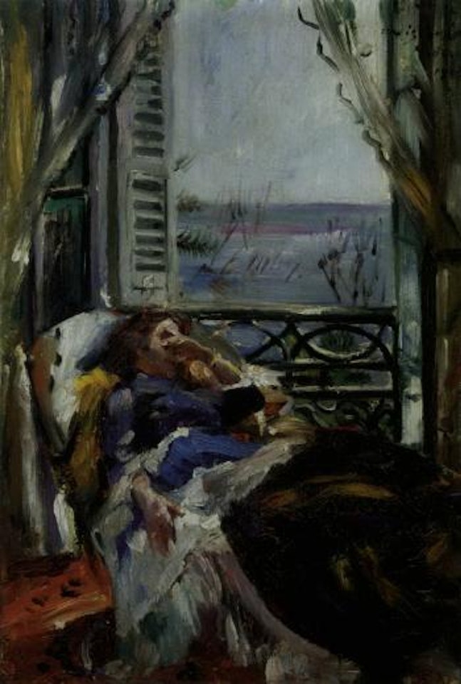 Woman in a deckchair by the window by Lovis Corinth