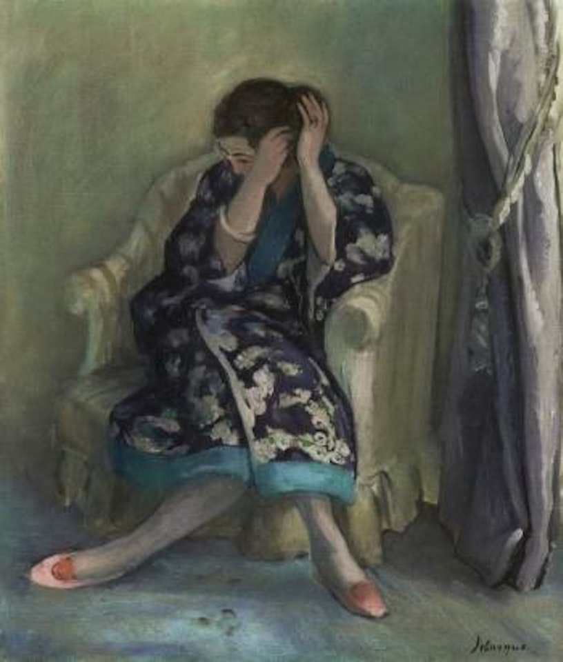 Femme a sa coiffure assise dans un fauteuil by Henri Lebasque