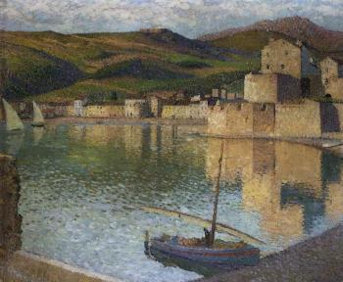 Barque bleue dans le port de Collioure by Henri Jean Guillaume Martin