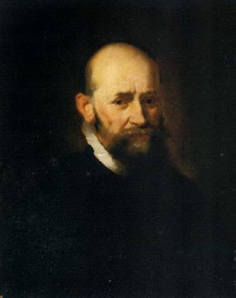 Portrait of a gentleman in a black costume by Attributed to Rembrandt Harmensz van Rijn