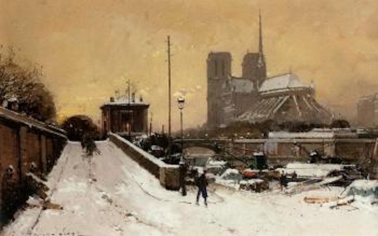 Nortre Dame, Paris by Eugene Galien-Laloue