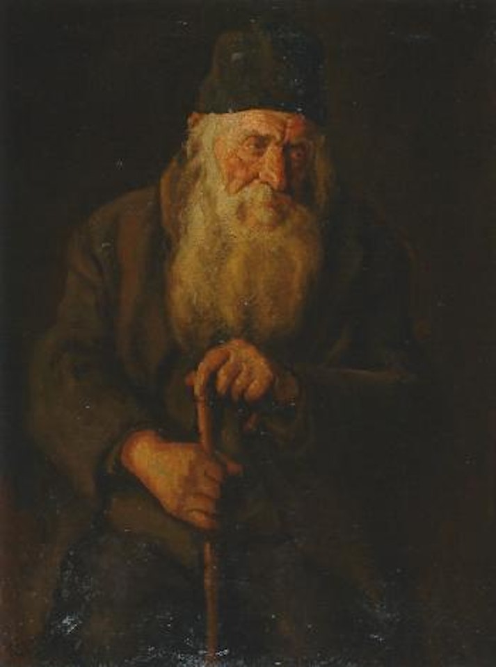 Old peasant by Russian School