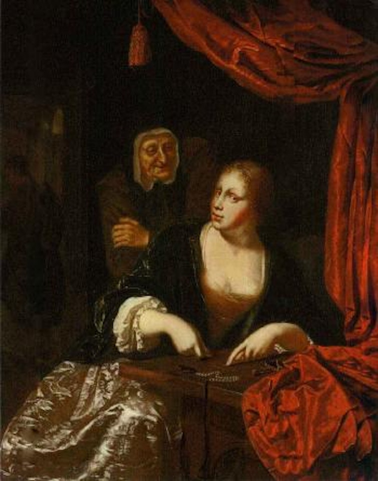 Courtisanne comptant de l'argent by Willem van Mieris