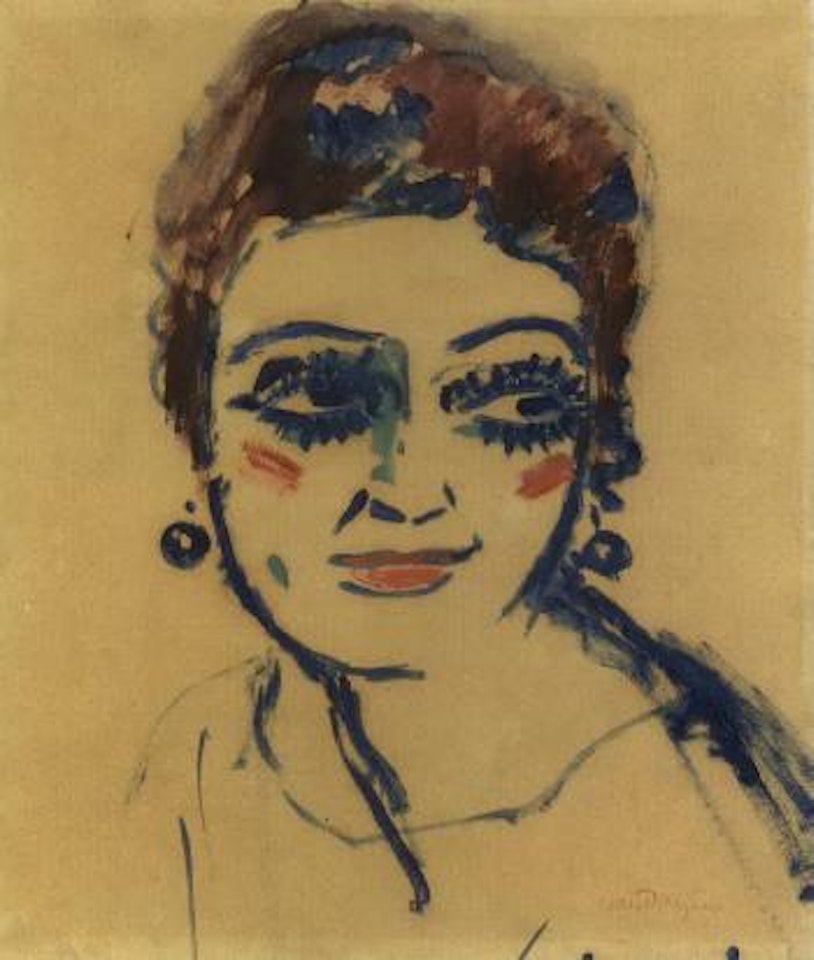 Femme aux boucles d'oreilles bleues by Kees van Dongen