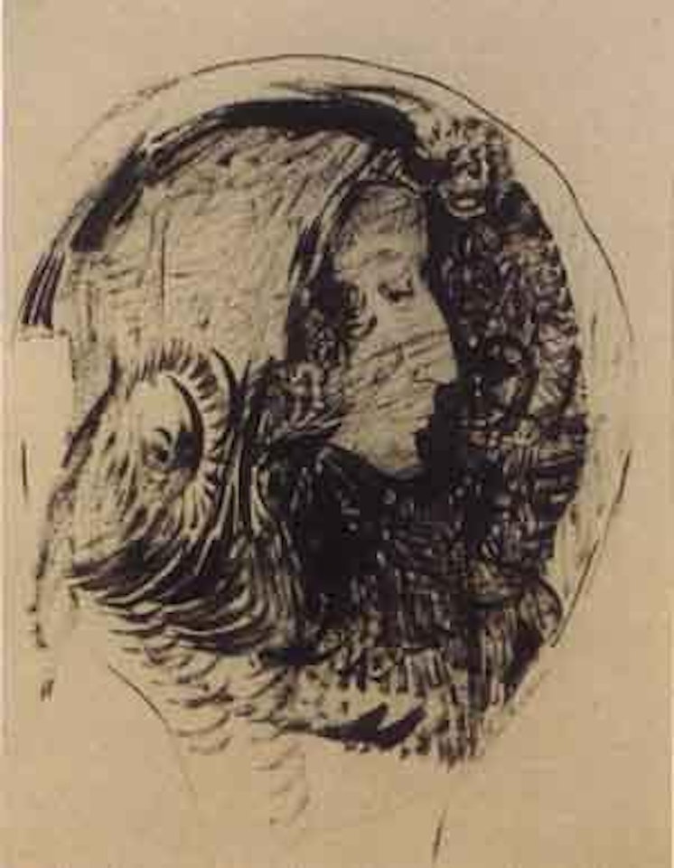 Tete de profil dans une courbe by Odilon Redon
