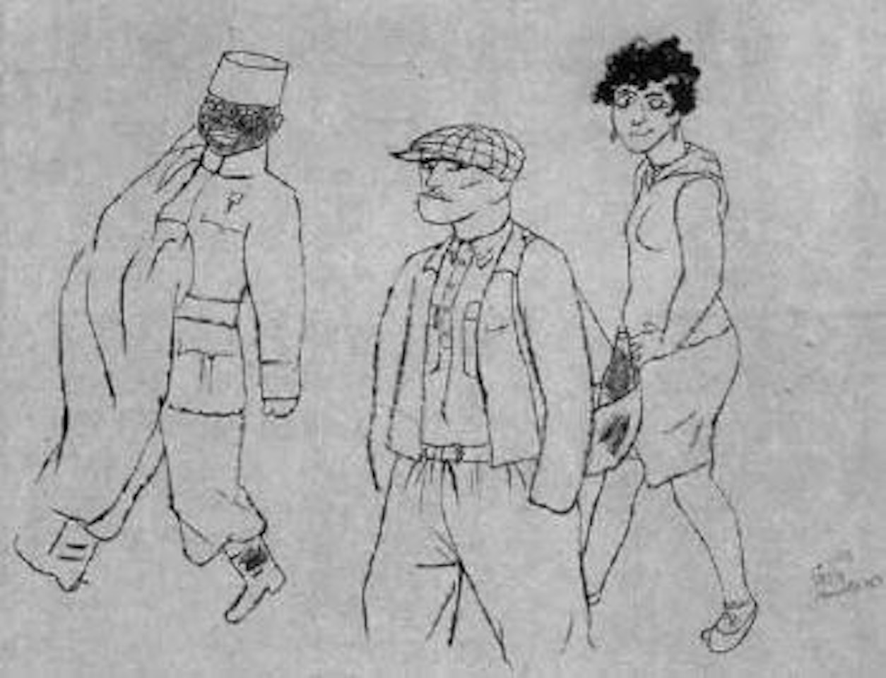 Three figures, Marseilles by George Grosz