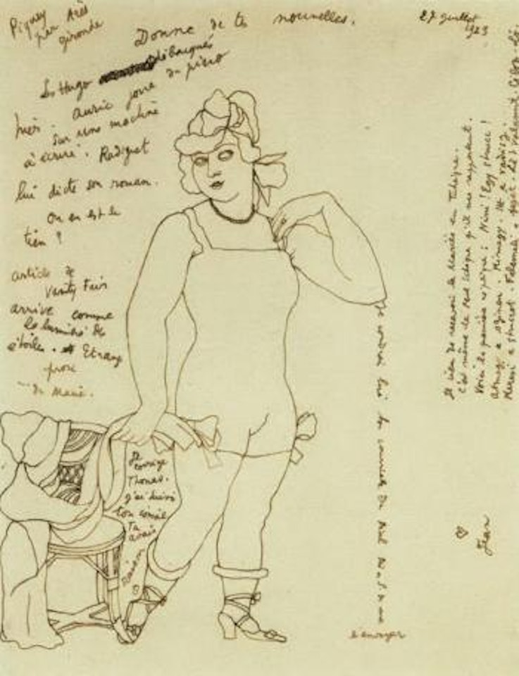 Baigneuse en maillot de bain quittant son peignoir by Jean Cocteau